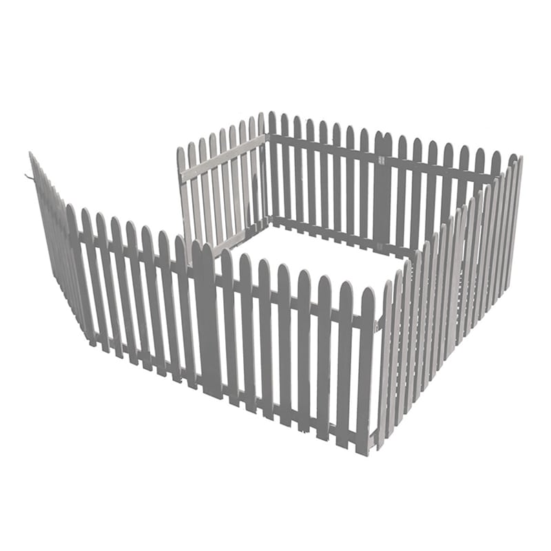 住まいスタイル 折り畳めるウッドフェンス ゲート付サークルセット 縦ストライプ グレー WF-142FGS-GRY 1セット（ご注文単位1セット）【直送品】