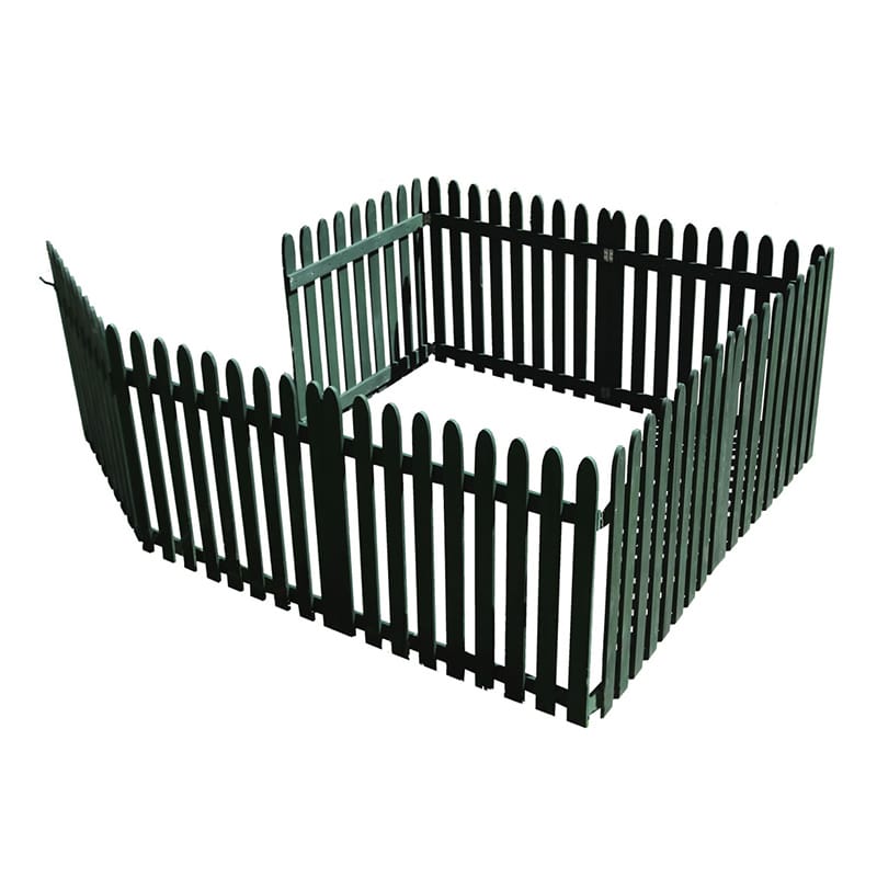 住まいスタイル 折り畳めるウッドフェンス ゲート付サークルセット 縦ストライプ ダークグリーン WF-142FGS-DGN 1セット（ご注文単位1セット）【直送品】