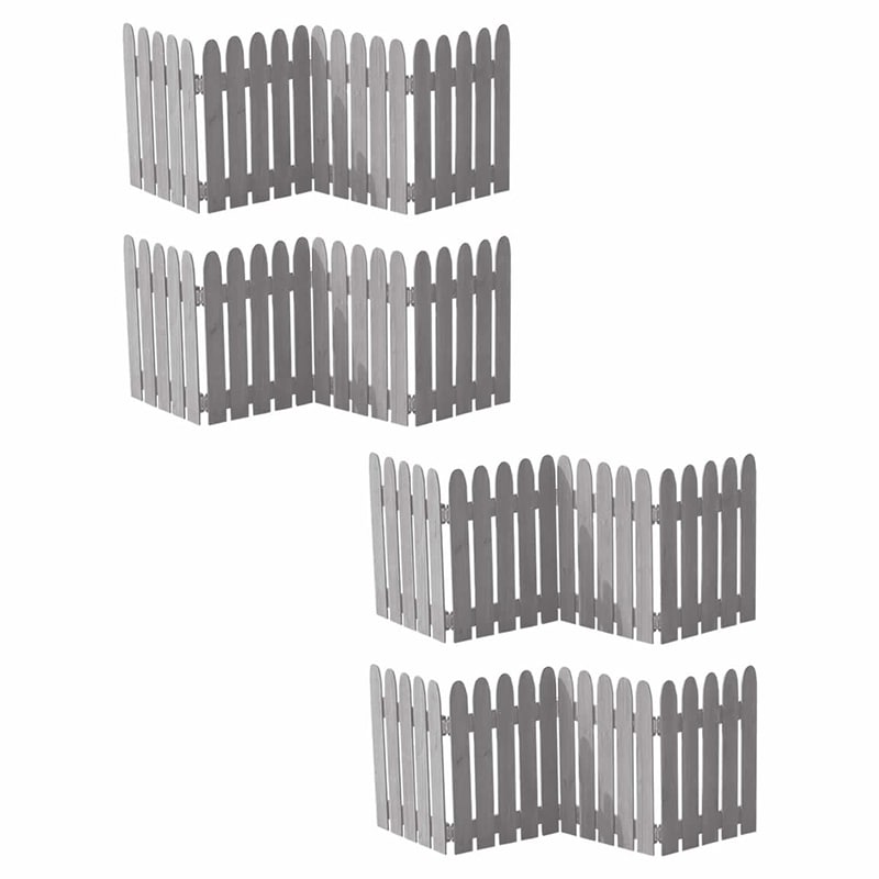 住まいスタイル 折り畳めるウッドミニフェンス 縦ストライプ 4枚組 幅120cm グレー WF-120F-4P-GRY 1セット（ご注文単位1セット）【直送品】
