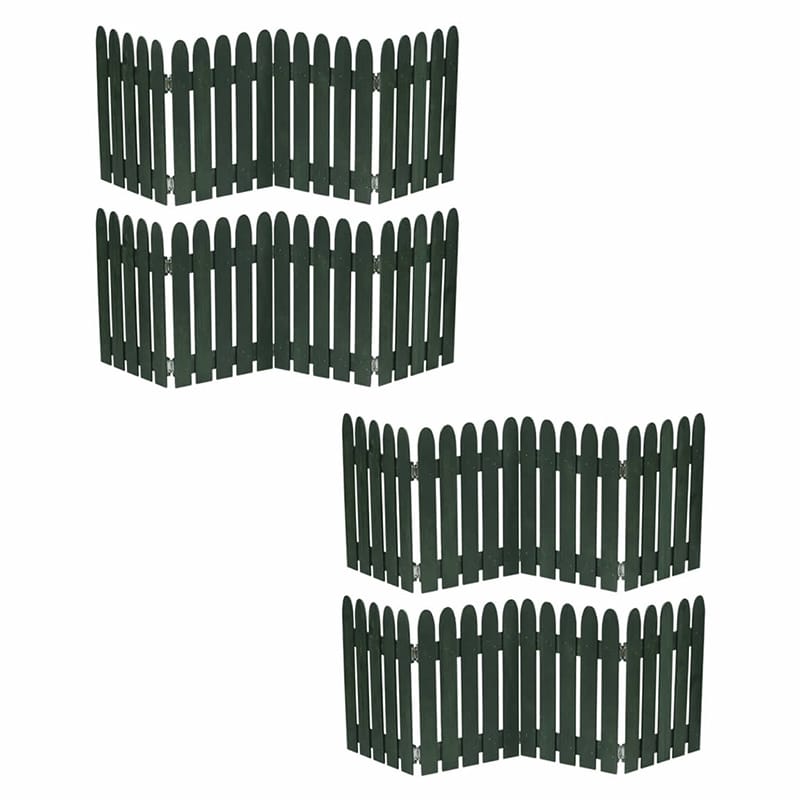 住まいスタイル 折り畳めるウッドミニフェンス 縦ストライプ 4枚組 幅120cm ダークグリーン WF-120F-4P-DGN 1セット（ご注文単位1セット）【直送品】