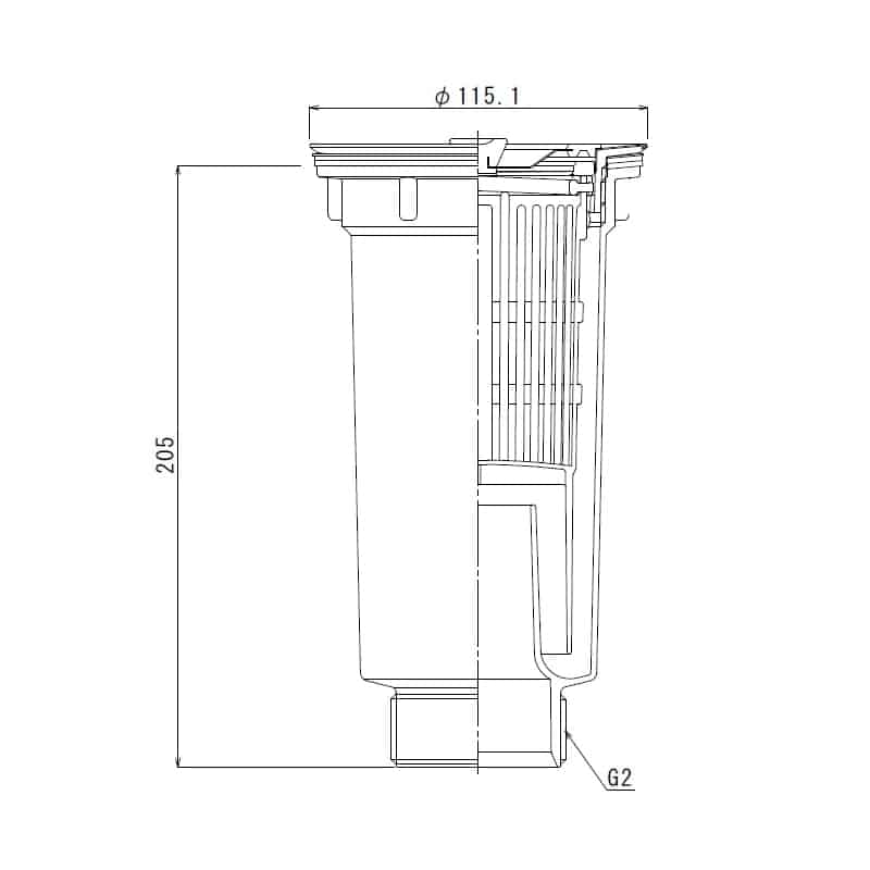 スギコ産業 小型ゴミ収納器付防臭排水トラップ 50A A蓋 ポリカゴ TA1840-TO-198LAP 1個(ご注文単位1個)【直送品】