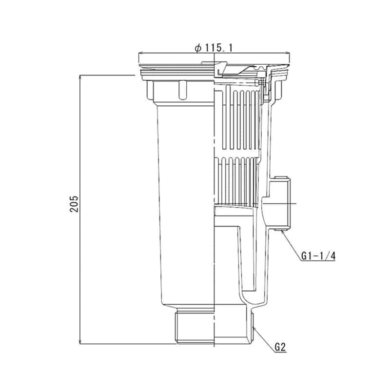 スギコ産業 小型ゴミ収納器付防臭排水トラップ 50A A蓋 ポリカゴ オーバーフロー付 TA1846-TO-198NLAP 1個（ご注文単位1個）【直送品】