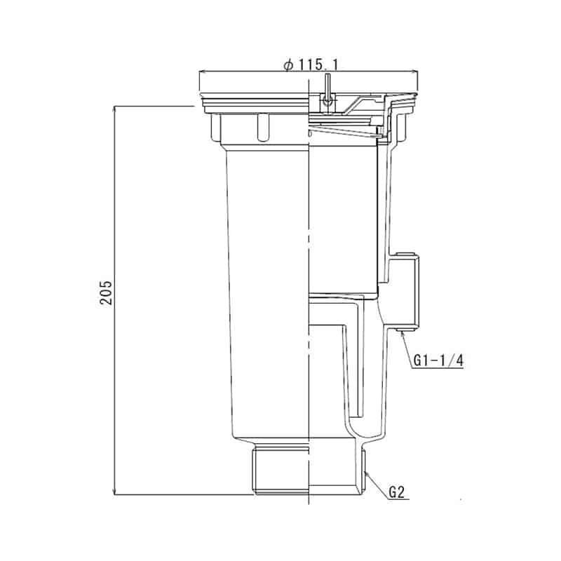 スギコ産業 小型ゴミ収納器付防臭排水トラップ 50A D蓋 ステンカゴ オーバーフロー付 TA1851-TO-198NLDS 1個(ご注文単位1個)【直送品】