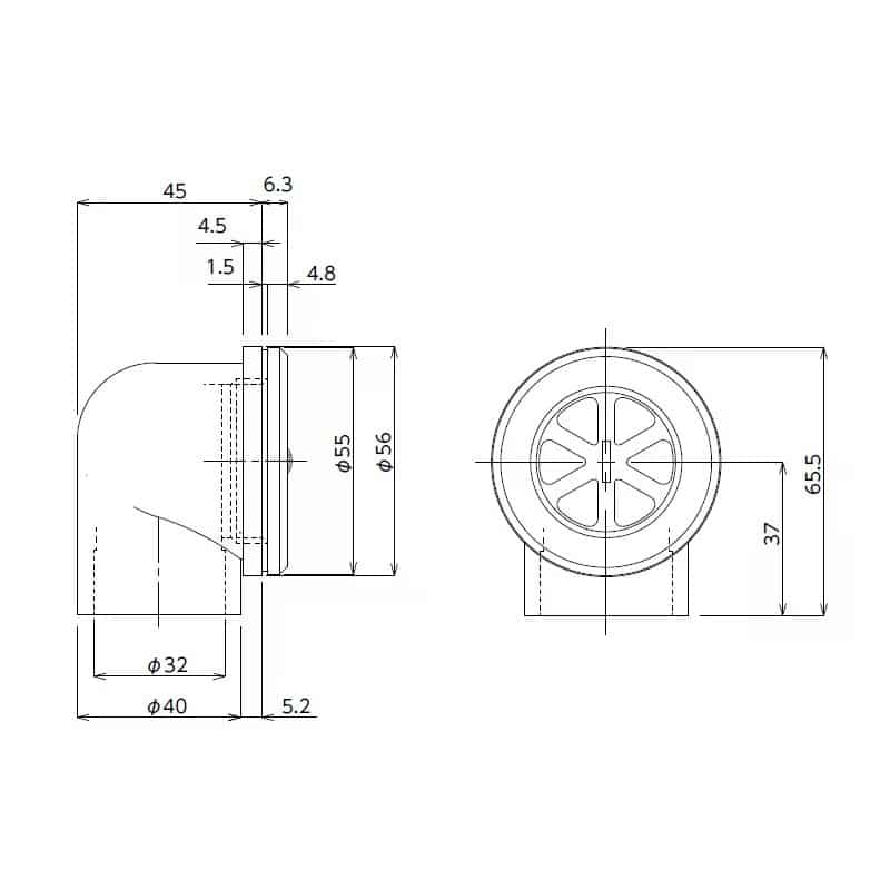 スギコ産業 丸型オーバーフロー TA1948-TO-235WS 1個(ご注文単位1個)【直送品】