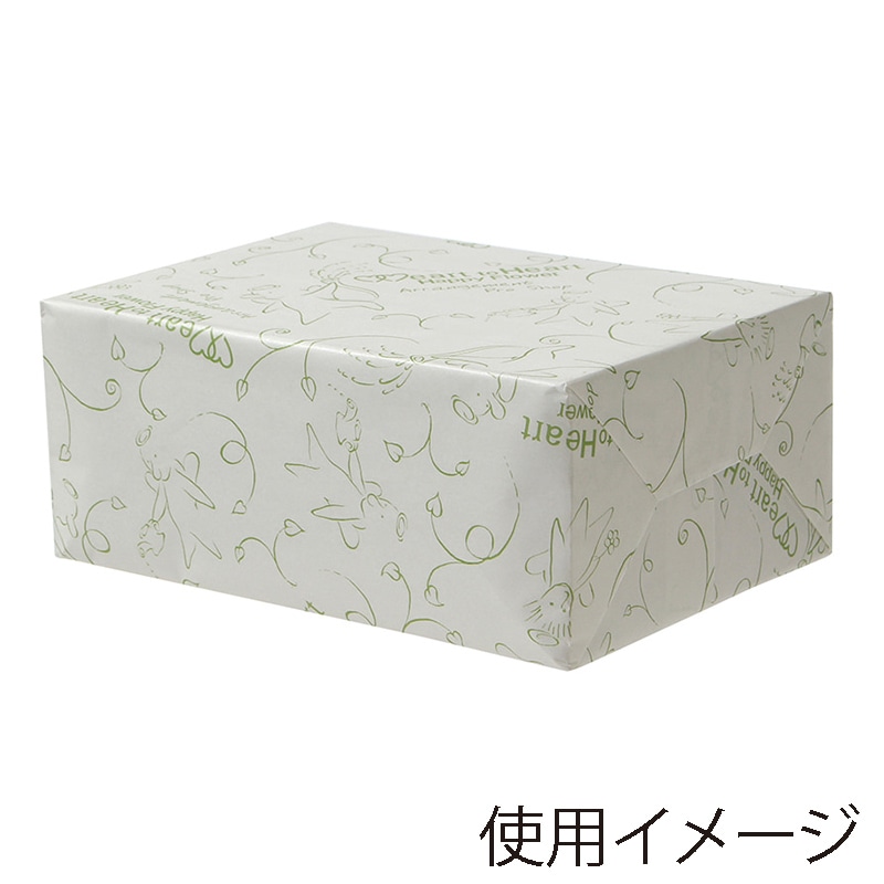 パックタケヤマ 包装紙　4切 エンジェルハート　グリーン XZT00283 1000枚/袋（ご注文単位2袋）【直送品】