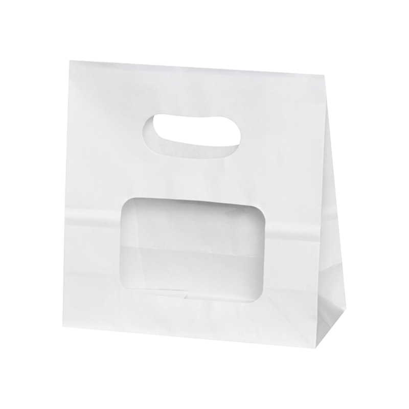 パックタケヤマ 窓付手抜き角底袋 ウインドウイーグリップ XZT51201 白無地 50枚/パック