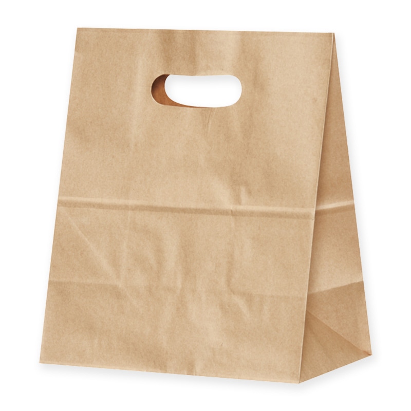 パックタケヤマ 手抜き角底袋 イーグリップ LL XZT52026 茶無地 50枚/袋