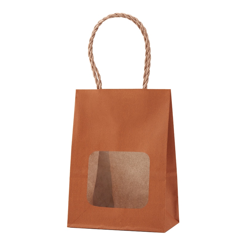 パックタケヤマ 窓付き手提げ紙袋　ウィンドウミニバッグ タンジェリン XZT65211 25枚/袋（ご注文単位4袋）【直送品】