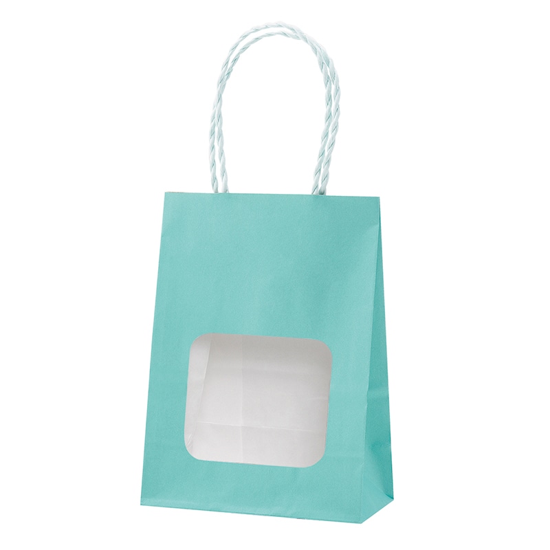 パックタケヤマ 窓付き手提げ紙袋　ウィンドウミニバッグ スカイ XZT65217 25枚/袋（ご注文単位4袋）【直送品】