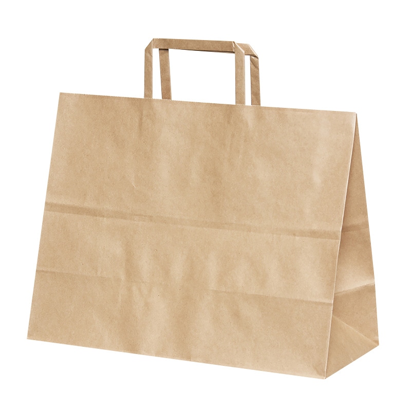 パックタケヤマ 自動手提袋　平ヒモ H平32　未晒　無地 XZT69823 50枚/袋（ご注文単位4袋）【直送品】