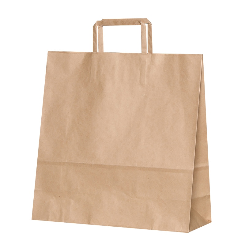 パックタケヤマ 自動手提袋　平ヒモ 3才　茶無地　200枚 XZT69851 200枚/袋（ご注文単位1袋）【直送品】