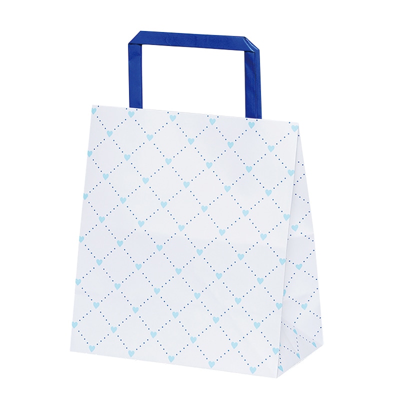 パックタケヤマ 自動手提袋　平ヒモ H平181　ハートキルティングブル- XZT69919 50枚/袋（ご注文単位4袋）【直送品】