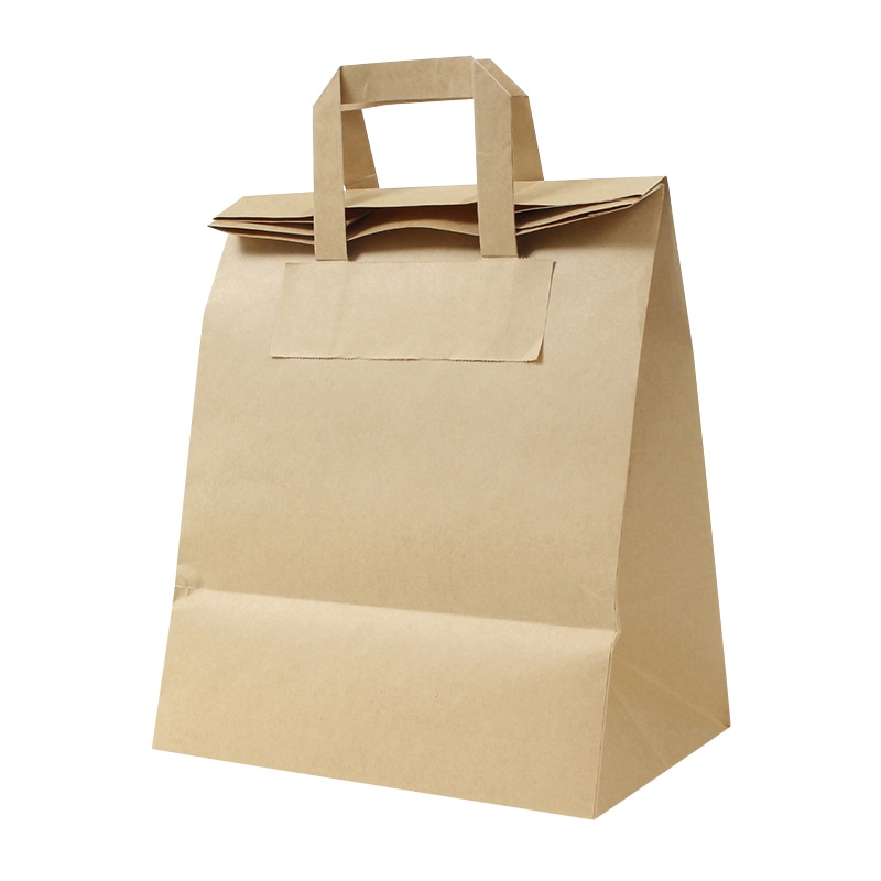 パックタケヤマ 手提げ紙袋　フォールドバッグ 2618　茶無地 XZV69996 50枚/袋（ご注文単位4袋）【直送品】