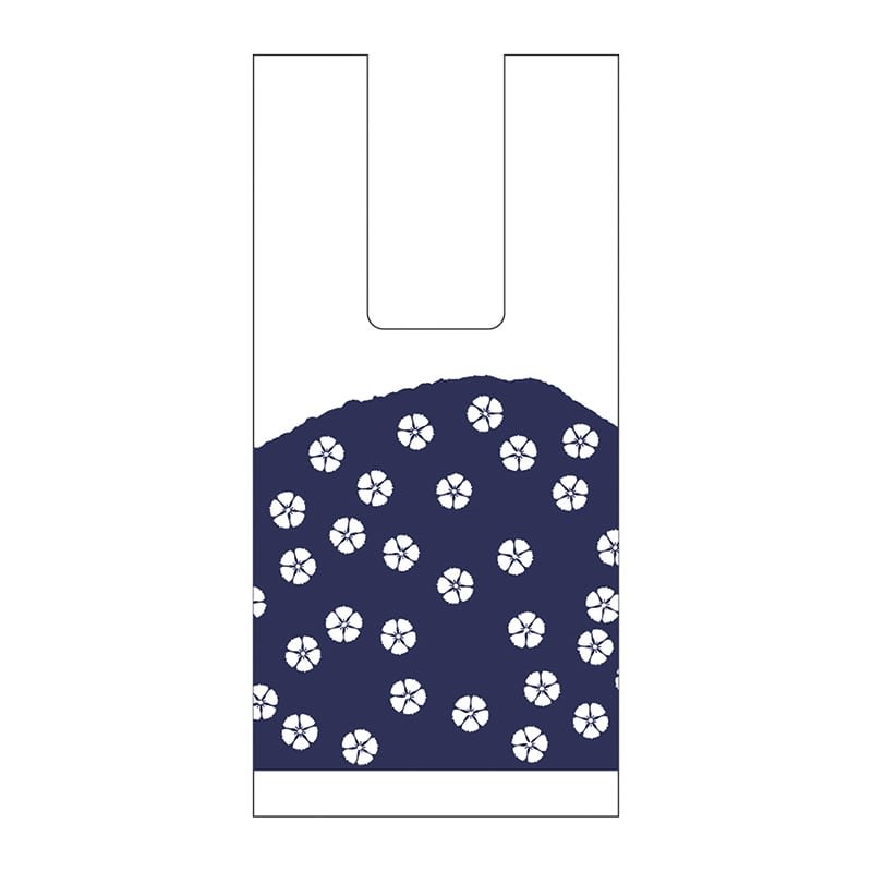 パックタケヤマ レジ袋　和風柄Uバッグ 群青　特小 XZV74131 100枚/袋（ご注文単位10袋）【直送品】