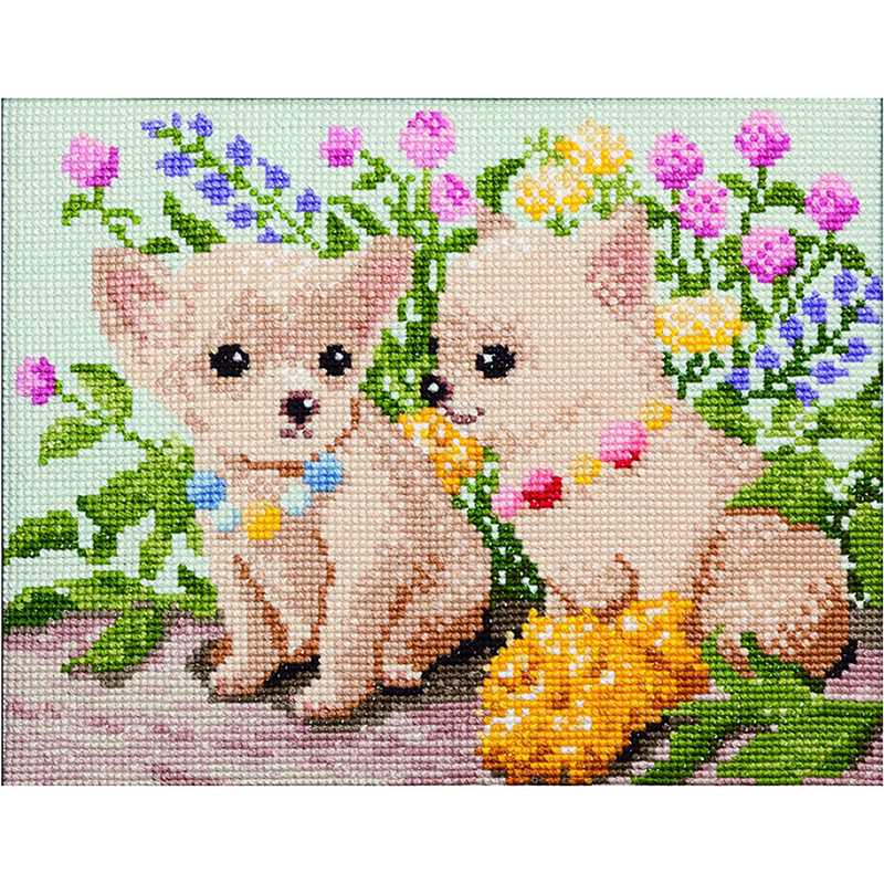 LECIEN(ルシアン) 刺しゅうキット クロスステッチ Dog&Flower チワワ 718 1個(ご注文単位1個)【直送品】