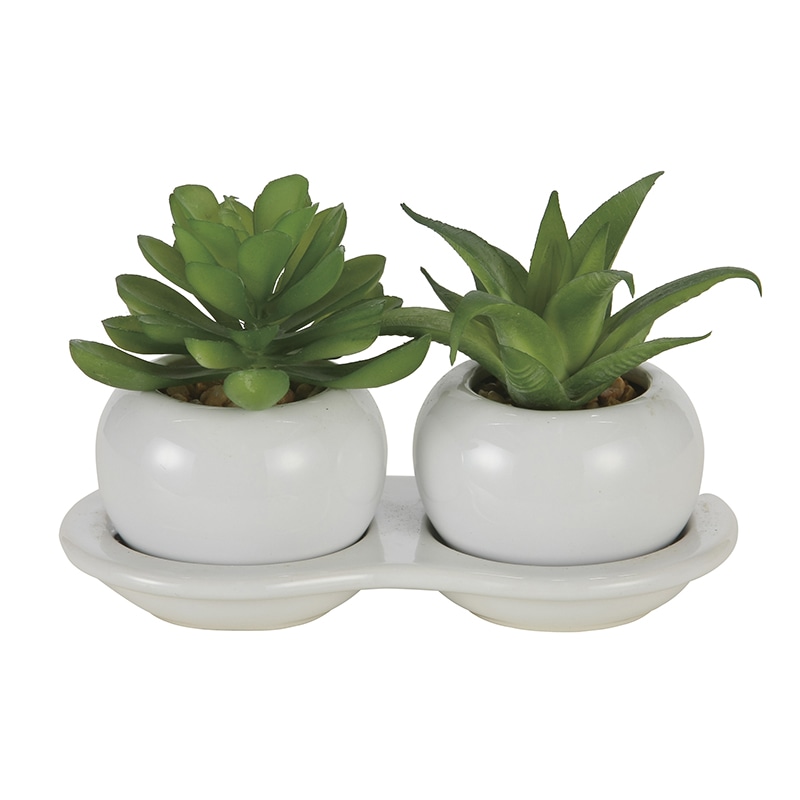 アートクリエーション 光の楽園 フェイクグリーン ダブル多肉ポットA ポリ製 2109A25 1本（ご注文単位1本）【直送品】