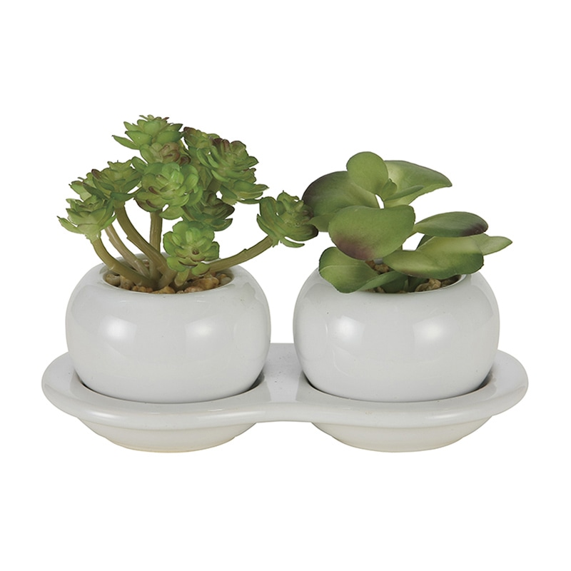 アートクリエーション 光の楽園 フェイクグリーン ダブル多肉ポットB ポリ製 2110A25 1本（ご注文単位1本）【直送品】