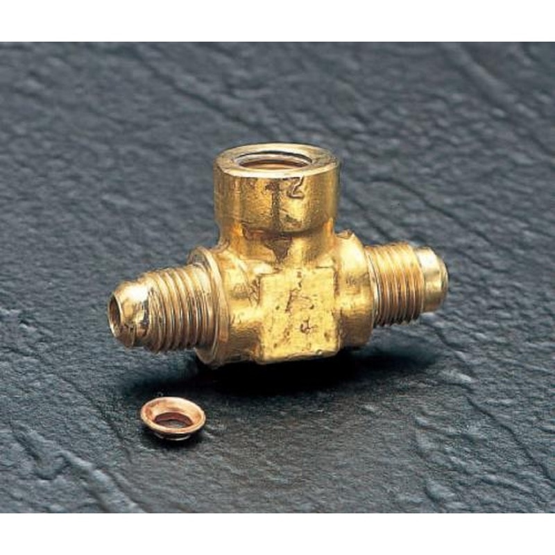 エスコ EA443T-2 F1/4”xF1/4”xF1/4”スリーウェイティーズ(銅パッキン付) 1個（ご注文単位1個）【直送品】