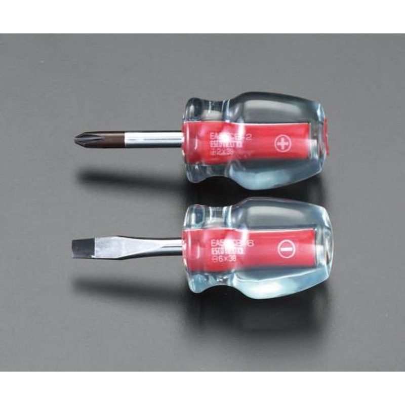 エスコ EA557CB 2本組［＋-]ドライバー(スタビー型クリスタル) 1個（ご注文単位1個）【直送品】