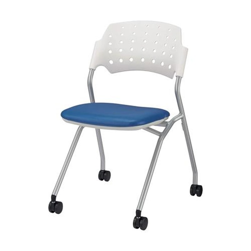 エスコ EA956XA-181 折り畳み椅子(キャスター付/ブルー) 1個(ご注文単位1個)【直送品】
