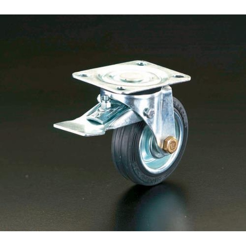 エスコ EA986GC-160 160mmキャスター(自在金具・前輪ブレーキ付) 1個（ご注文単位1個）【直送品】