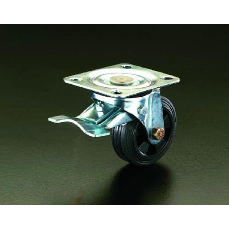 エスコ EA986JC-80 80mmキャスター(自在金具・前輪ブレーキ付) 1個（ご注文単位1個）【直送品】