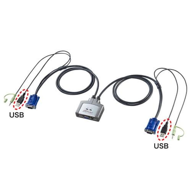 エスコ EA764AE-82 パソコン自動切替器(アナログ・USB対応) 1個(ご注文単位1個)【直送品】