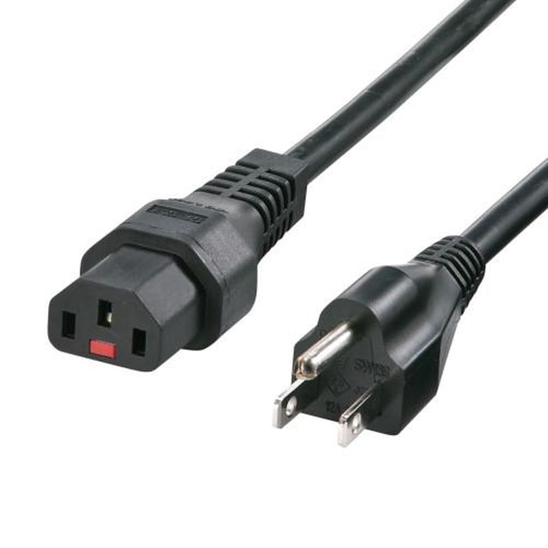 エスコ EA764CD-66 125V/12Ax2m電源コード(コンセント-PC接続/抜止黒 1個(ご注文単位1個)【直送品】