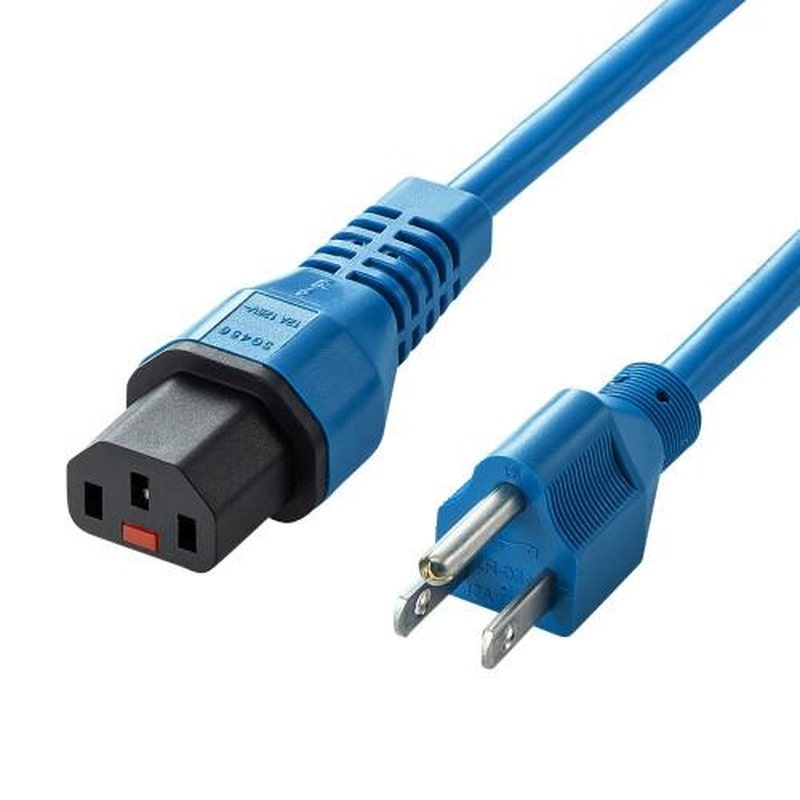 エスコ EA764CD-67 125V/12Ax1m電源コード(コンセント-PC接続/抜止青 1個(ご注文単位1個)【直送品】