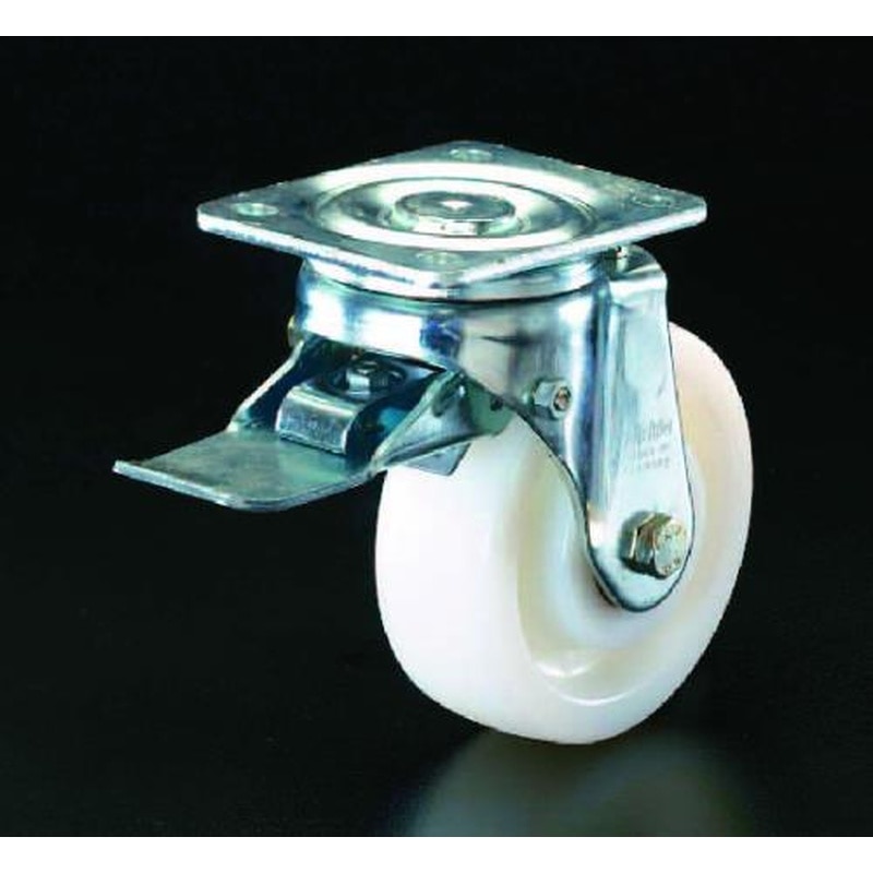 エスコ EA986LM-4 200mmキャスター(自在・後ブレーキ付・ステンレス製) 1個（ご注文単位1個）【直送品】