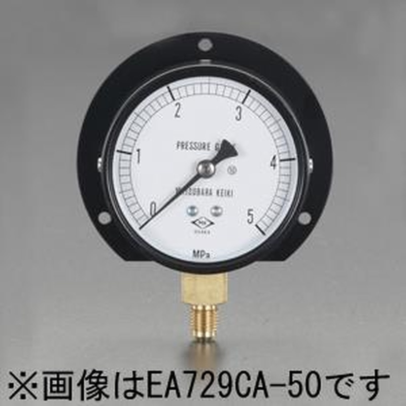 エスコ EA729CA-20 フレアー1/4”/75/100mm/0-2.0MPaつば付圧力計 1個（ご注文単位1個）【直送品】