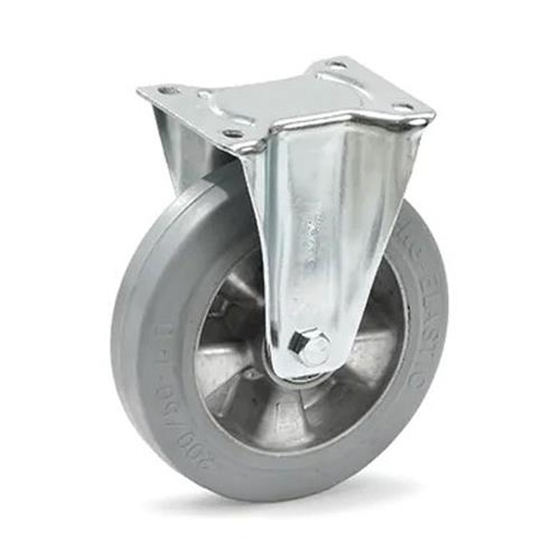 >エスコ EA986cm-200 200mmキャスター(固定金具/弾性タイヤ) 1個(ご注文単位1個)【直送品】