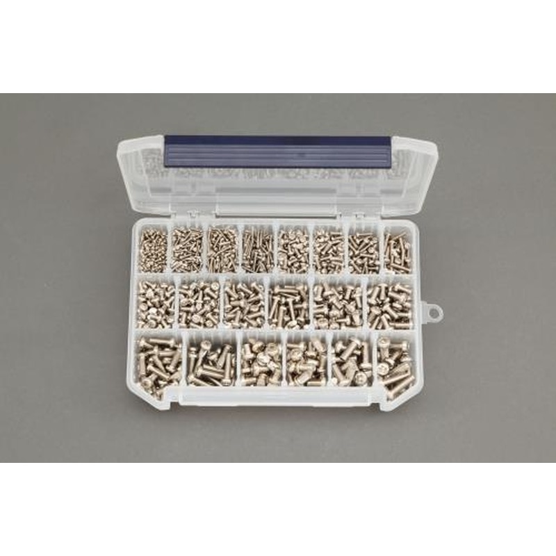 エスコ EA949AE-91 M2-M6鍋頭小ねじセット(真鍮ニッケルメッキ) 1個（ご注文単位1個）【直送品】