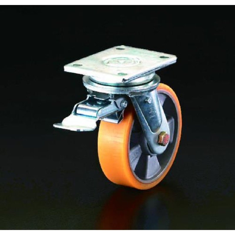 エスコ EA986KK-250 250mmキャスター(自在金具・前輪ブレーキ付) 1個（ご注文単位1個）【直送品】