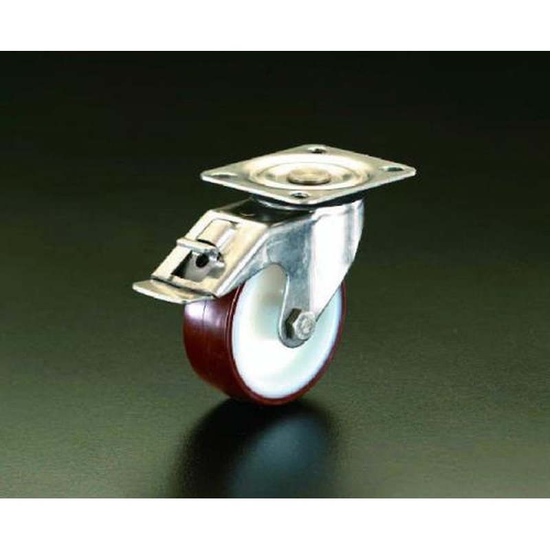 エスコ EA986LE-125 125mmキャスター(自在・後ブレーキ付・ステンレス製) 1個（ご注文単位1個）【直送品】