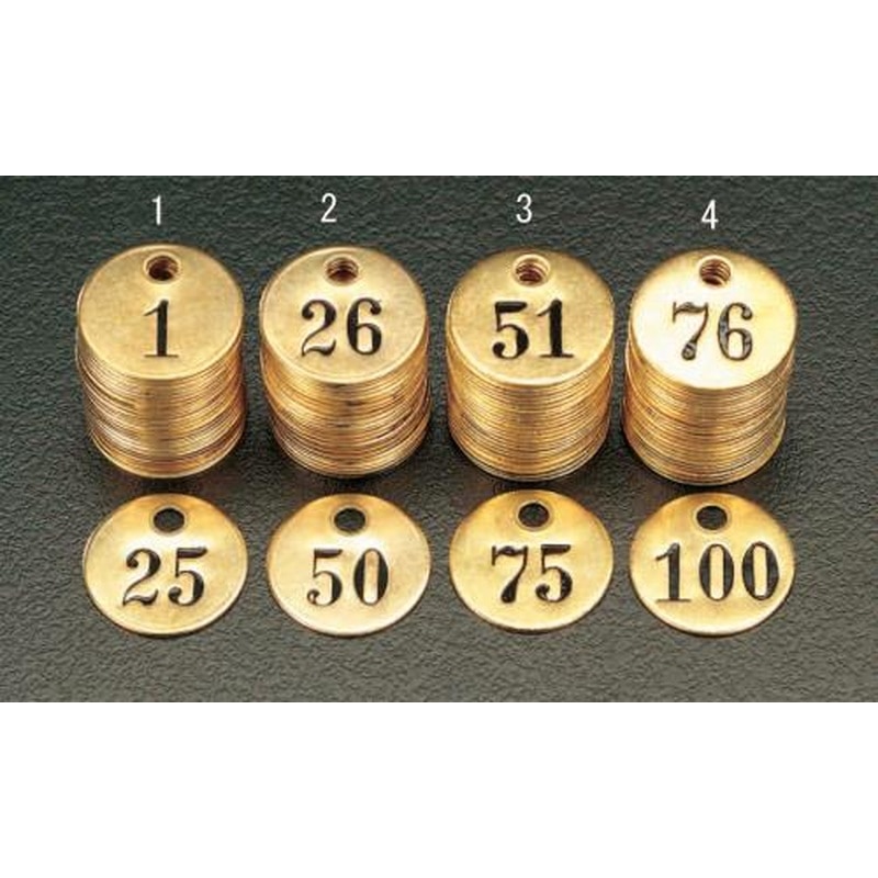 エスコ EA591HH-1 1-2525枚組ナンバーチェック(25mm丸) 1個(ご注文単位1個)【直送品】
