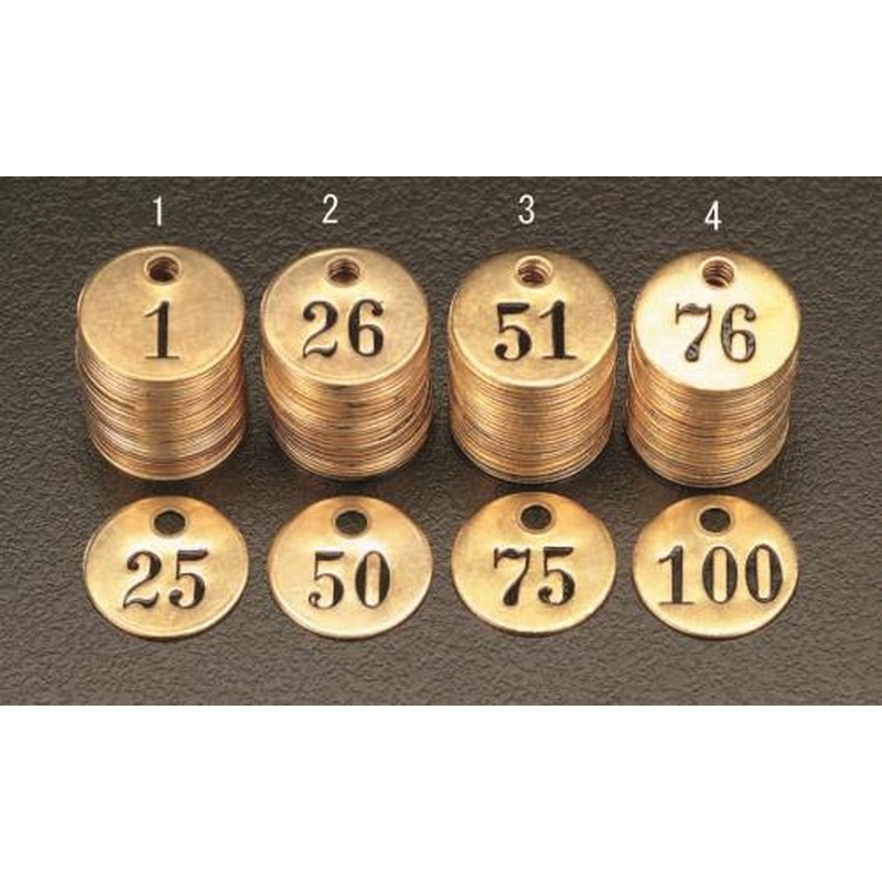 エスコ EA591HH-3 51-7525枚組ナンバーチェック(25mm丸) 1個(ご注文単位1個)【直送品】