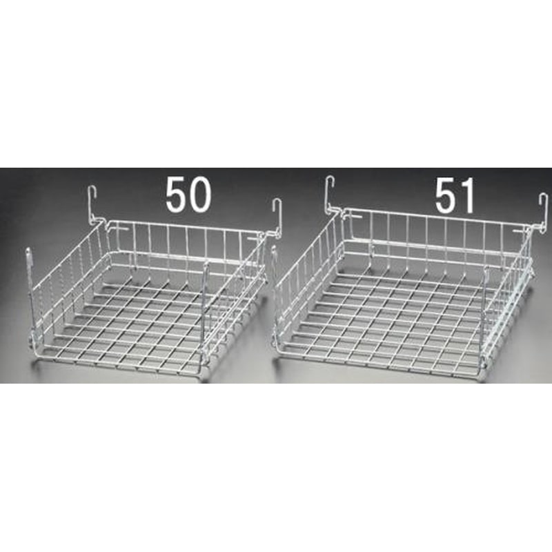 エスコ EA976AJ-51 355x385x165mmメタルラック棚下バスケット 1個(ご注文単位1個)【直送品】