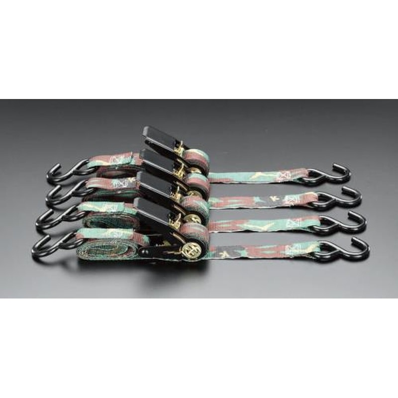 エスコ EA982BA-10B 25mmx2.4mベルト荷締機(ラチェット式/カモー4本組) 1個（ご注文単位1個）【直送品】