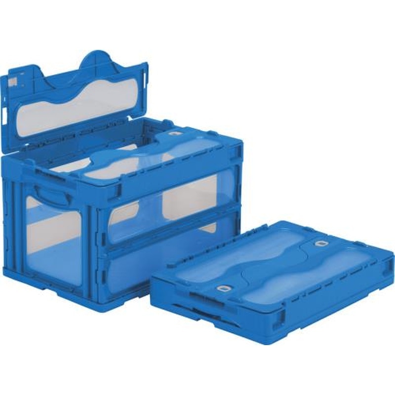 エスコ EA506AA-141 530x366x334mm/50.2L折畳コンテナ(青/蓋付) 1個（ご注文単位1個）【直送品】