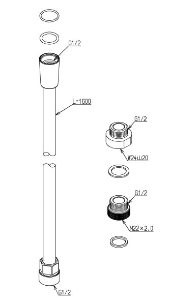 エスコ EA468BX-96B 1600mm シャワーホース 1本 （ご注文単位1本）【直送品】