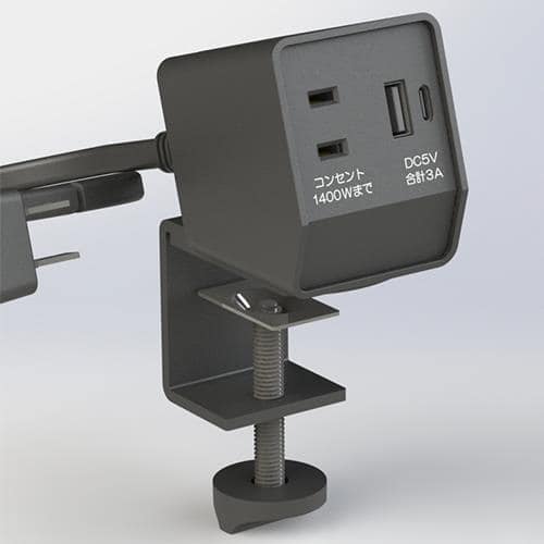 エスコ EA940CD-265 クランプ式タップ (USB typeA・C/黒) 1個 （ご注文単位1個）【直送品】