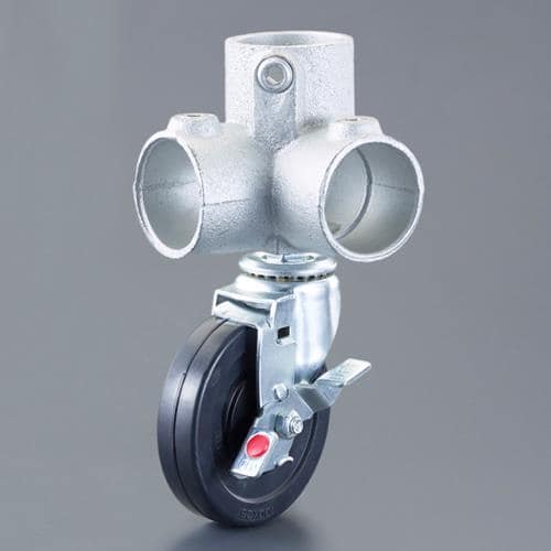 エスコ EA948TF-118A パイプジョイント(φ100ブレーキキャスター/ゴム/コーナー型) 1セット （ご注文単位1セット）【直送品】