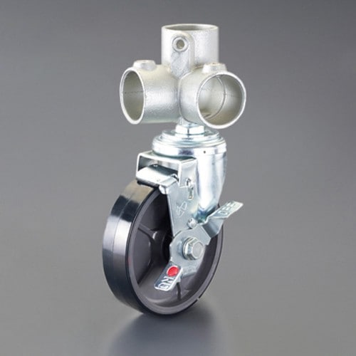 エスコ EA948TF-138A パイプジョイント(φ150ブレーキキャスター/ウレタン/コーナー型 1セット （ご注文単位1セット）【直送品】