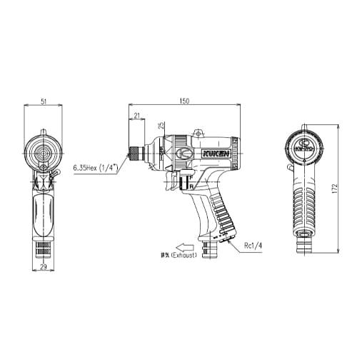 エスコ EA156KB-1 70N・m/1、800rpm エアーインパクトドライバー 1台 (ご注文単位1台)【直送品】