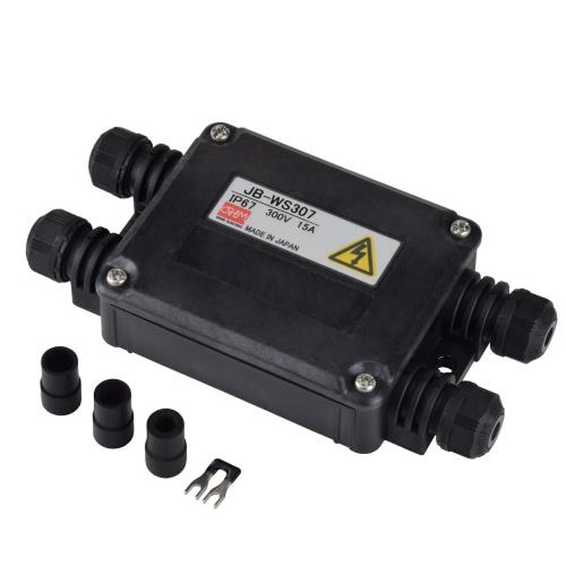 エスコ EA940CX-7BA 7極(300V/15A)端子台付中継ボックス(黒) 1個（ご注文単位1個）【直送品】