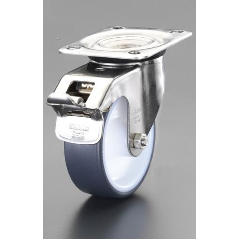 エスコ EA986LE-125A 125mmキャスター(自在・後ブレーキ付・ステンレス製) 1個（ご注文単位1個）【直送品】