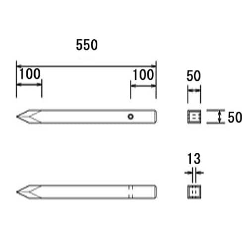 エスコ EA628ZW-1 50x50x550mm 角杭(穴あり) 1本 (ご注文単位1本)【直送品】
