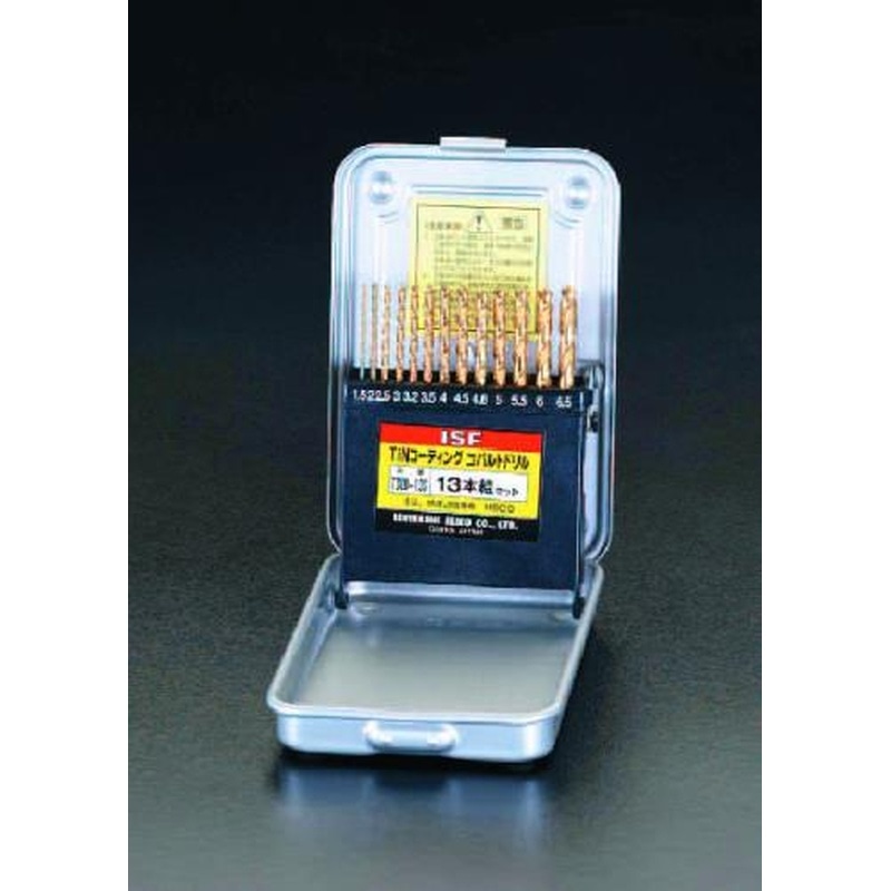 エスコ EA824BE-13 1.5-6.5mm/13本組ストレートドリル(TinCo-HSS) 1個（ご注文単位1個）【直送品】