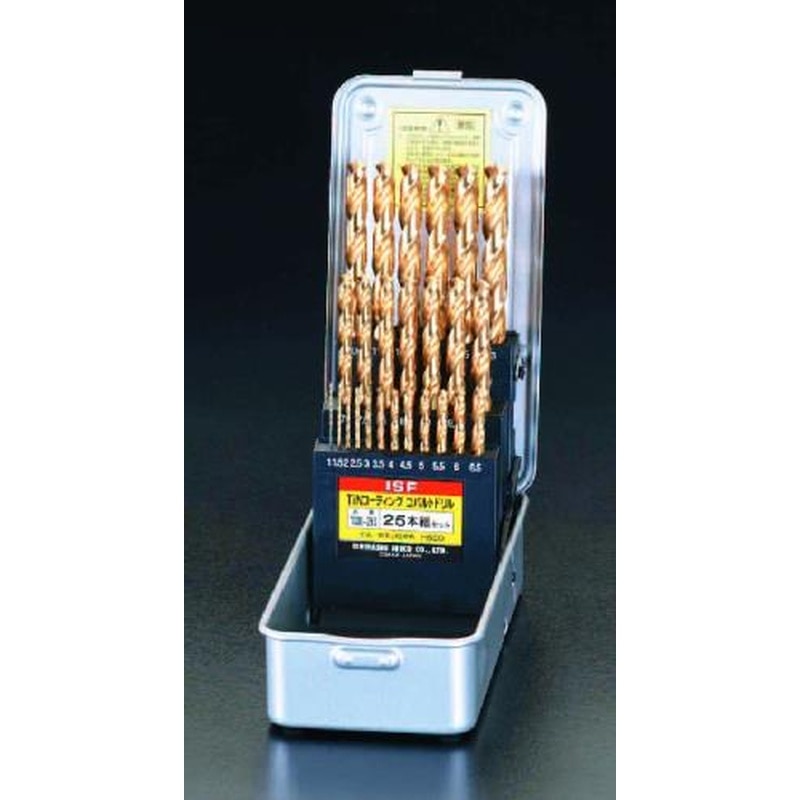 エスコ EA824BE-25 1.0-13mm/25本組ストレートドリル(TinCo-HSS) 1個（ご注文単位1個）【直送品】